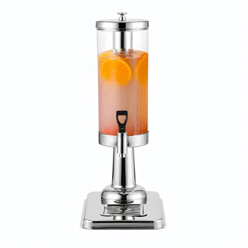 1-SOGA Single 3L Silver Stainless Steel Beverage Dispenser Ice Cylinder Clear Juicer Hot Cold Water Jug