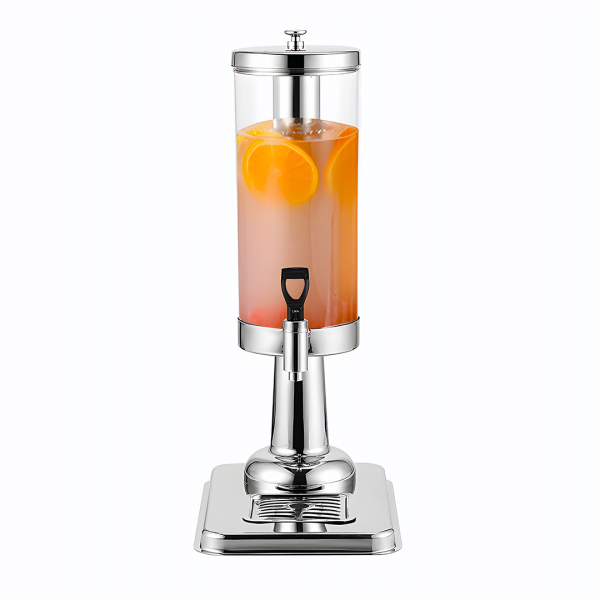 1-SOGA Single 3L Silver Stainless Steel Beverage Dispenser Ice Cylinder Clear Juicer Hot Cold Water Jug