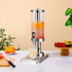 2-SOGA 2X Single 3L Silver Stainless Steel Beverage Dispenser Ice Cylinder Clear Juicer Hot Cold Water Jug