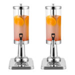 1-SOGA 2X Single 3L Silver Stainless Steel Beverage Dispenser Ice Cylinder Clear Juicer Hot Cold Water Jug