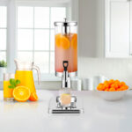 3-SOGA 2X Single 3L Silver Stainless Steel Beverage Dispenser Ice Cylinder Clear Juicer Hot Cold Water Jug