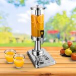 4-SOGA 2X Single 3L Silver Stainless Steel Beverage Dispenser Ice Cylinder Clear Juicer Hot Cold Water Jug