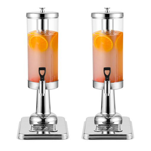 1-SOGA 2X Single 3L Silver Stainless Steel Beverage Dispenser Ice Cylinder Clear Juicer Hot Cold Water Jug