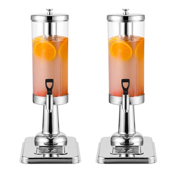 1-SOGA 2X Single 3L Silver Stainless Steel Beverage Dispenser Ice Cylinder Clear Juicer Hot Cold Water Jug