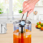 8-SOGA 2X Single 3L Silver Stainless Steel Beverage Dispenser Ice Cylinder Clear Juicer Hot Cold Water Jug
