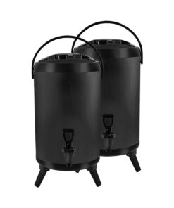 1-SOGA 2X 8L Stainless Steel Insulated Milk Tea Barrel Hot and Cold Beverage Dispenser Container with Faucet Black