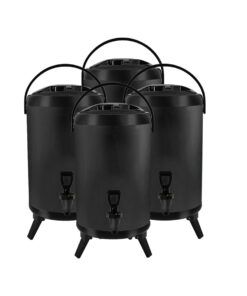 1-SOGA 4X 8L Stainless Steel Insulated Milk Tea Barrel Hot and Cold Beverage Dispenser Container with Faucet Black