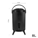 5-SOGA 4X 8L Stainless Steel Insulated Milk Tea Barrel Hot and Cold Beverage Dispenser Container with Faucet Black