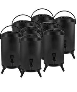 1-SOGA 8X 8L Stainless Steel Insulated Milk Tea Barrel Hot and Cold Beverage Dispenser Container with Faucet Black