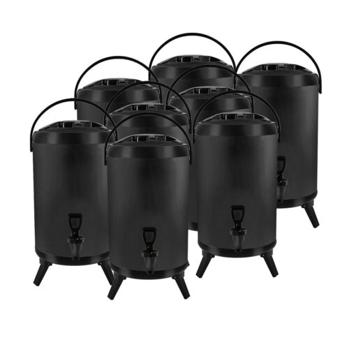 1-SOGA 8X 8L Stainless Steel Insulated Milk Tea Barrel Hot and Cold Beverage Dispenser Container with Faucet Black