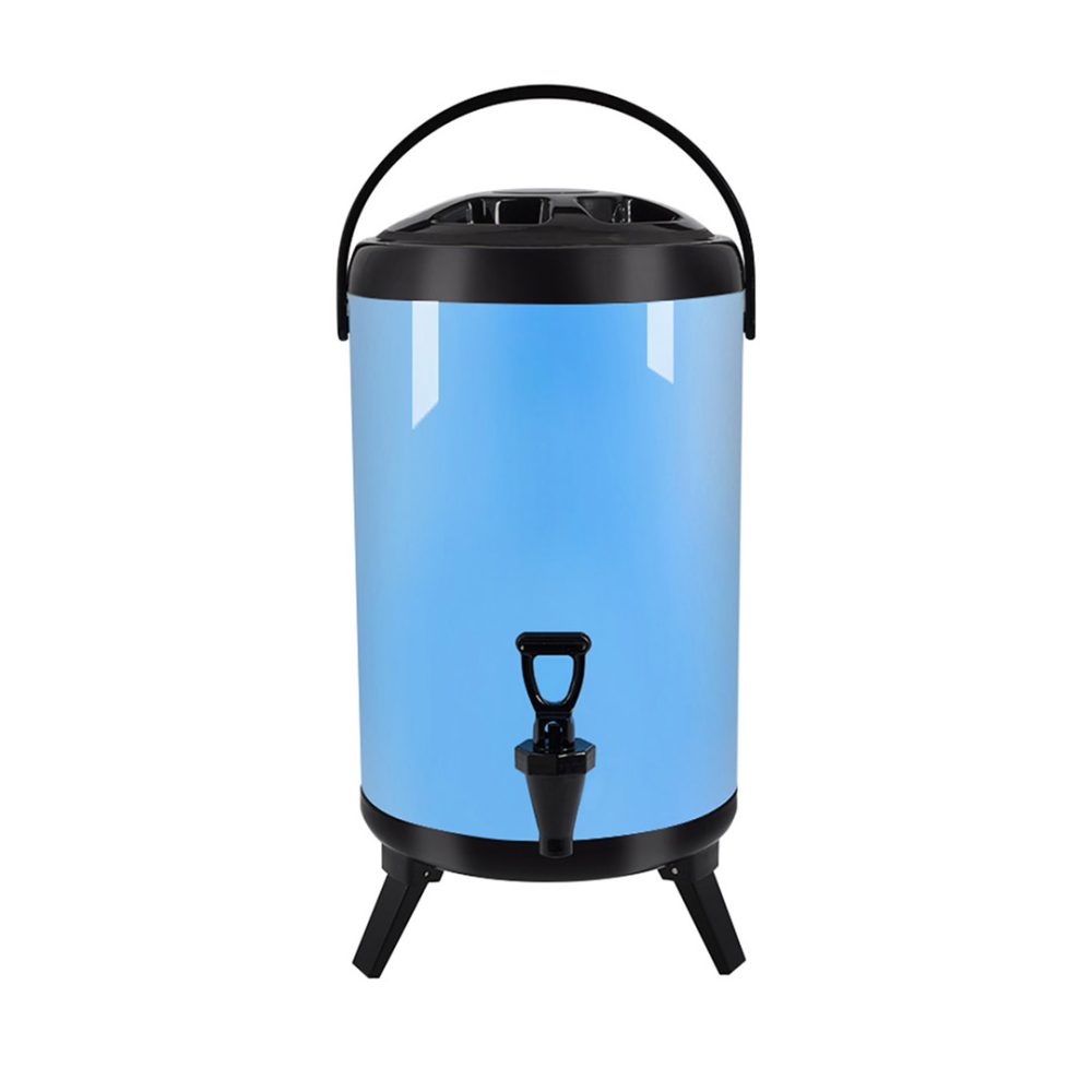 1-SOGA 8L Stainless Steel Insulated Milk Tea Barrel Hot and Cold Beverage Dispenser Container with Faucet Blue