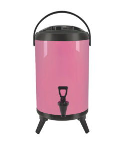 1-SOGA 8L Stainless Steel Insulated Milk Tea Barrel Hot and Cold Beverage Dispenser Container with Faucet Pink