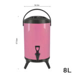 5-SOGA 4X 8L Stainless Steel Insulated Milk Tea Barrel Hot and Cold Beverage Dispenser Container with Faucet Pink