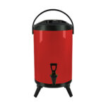 1-SOGA 8L Stainless Steel Insulated Milk Tea Barrel Hot and Cold Beverage Dispenser Container with Faucet Red