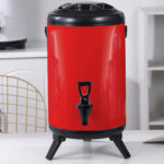 3-SOGA 8L Stainless Steel Insulated Milk Tea Barrel Hot and Cold Beverage Dispenser Container with Faucet Red