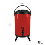 5-SOGA 8L Stainless Steel Insulated Milk Tea Barrel Hot and Cold Beverage Dispenser Container with Faucet Red