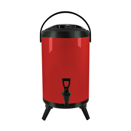 1-SOGA 8L Stainless Steel Insulated Milk Tea Barrel Hot and Cold Beverage Dispenser Container with Faucet Red