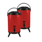 1-SOGA 2X 8L Stainless Steel Insulated Milk Tea Barrel Hot and Cold Beverage Dispenser Container with Faucet Red