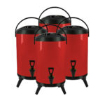 1-SOGA 4X 8L Stainless Steel Insulated Milk Tea Barrel Hot and Cold Beverage Dispenser Container with Faucet Red