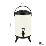 5-SOGA 4X 8L Stainless Steel Insulated Milk Tea Barrel Hot and Cold Beverage Dispenser Container with Faucet White