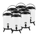 1-SOGA 8X 8L Stainless Steel Insulated Milk Tea Barrel Hot and Cold Beverage Dispenser Container with Faucet White