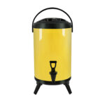 1-SOGA 8L Stainless Steel Insulated Milk Tea Barrel Hot and Cold Beverage Dispenser Container with Faucet Yellow