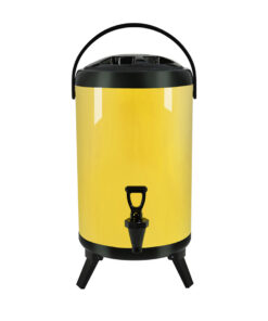 1-SOGA 8L Stainless Steel Insulated Milk Tea Barrel Hot and Cold Beverage Dispenser Container with Faucet Yellow