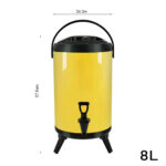 5-SOGA 8L Stainless Steel Insulated Milk Tea Barrel Hot and Cold Beverage Dispenser Container with Faucet Yellow