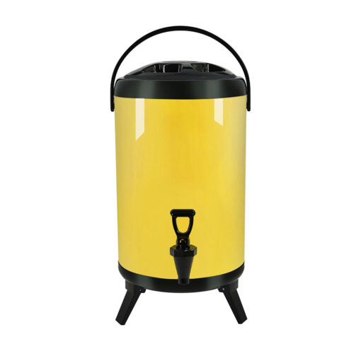 1-SOGA 8L Stainless Steel Insulated Milk Tea Barrel Hot and Cold Beverage Dispenser Container with Faucet Yellow
