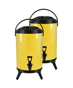 1-SOGA 2X 8L Stainless Steel Insulated Milk Tea Barrel Hot and Cold Beverage Dispenser Container with Faucet Yellow
