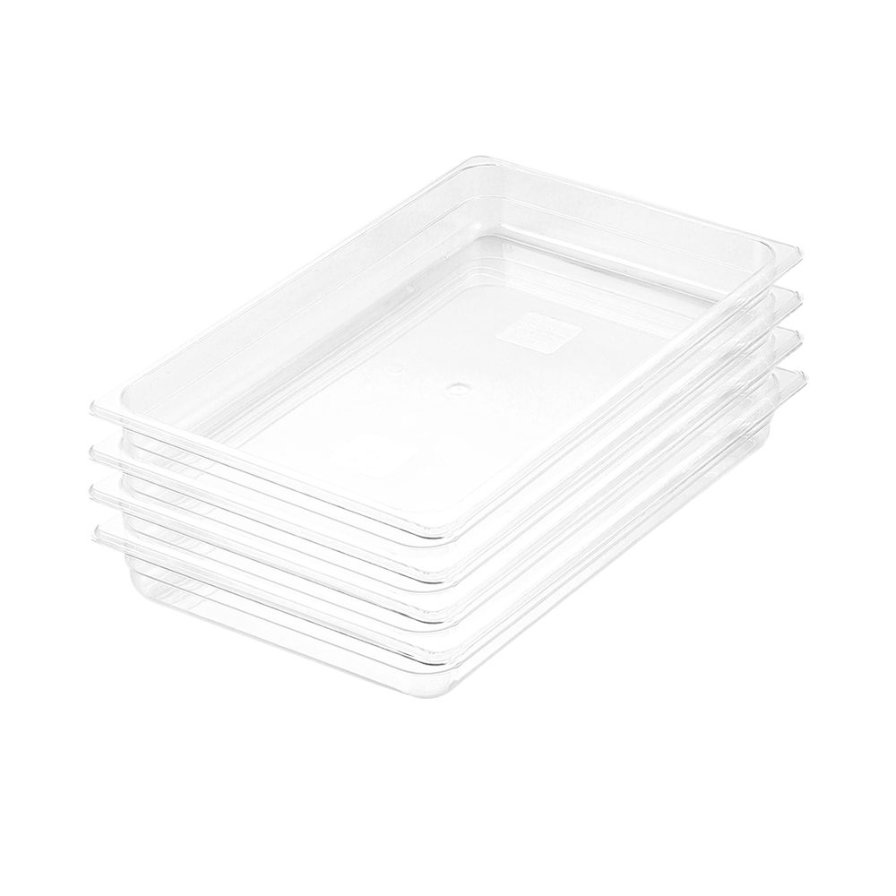 1-SOGA 65mm Clear Gastronorm GN Pan 1/1 Food Tray Storage Bundle of 4