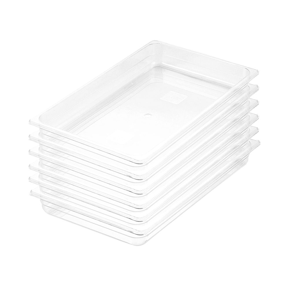 1-SOGA 65mm Clear Gastronorm GN Pan 1/1 Food Tray Storage Bundle of 6