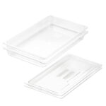 1-SOGA 65mm Clear Gastronorm GN Pan 1/1 Food Tray Storage Bundle of 2 with Lid