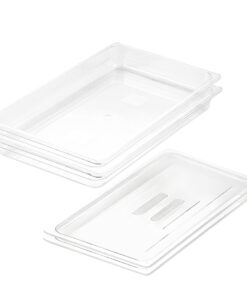 1-SOGA 65mm Clear Gastronorm GN Pan 1/1 Food Tray Storage Bundle of 2 with Lid
