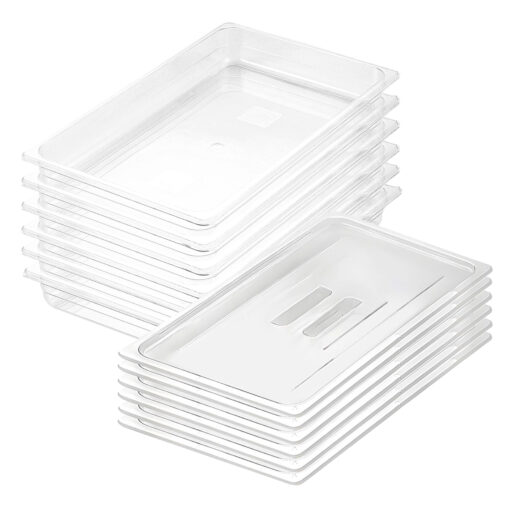 1-SOGA 65mm Clear Gastronorm GN Pan 1/1 Food Tray Storage Bundle of 6 with Lid