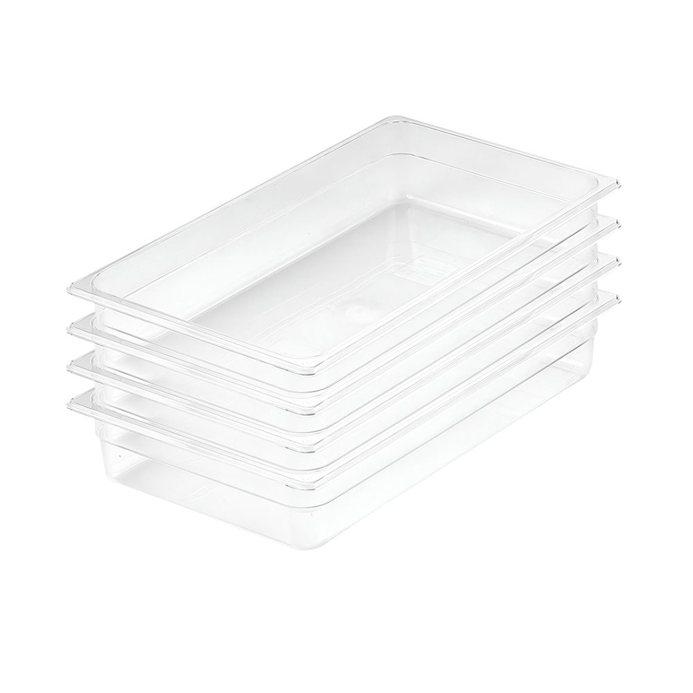 1-SOGA 100mm Clear Gastronorm GN Pan 1/1 Food Tray Storage Bundle of 4