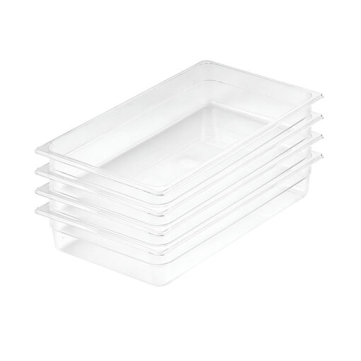 1-SOGA 100mm Clear Gastronorm GN Pan 1/1 Food Tray Storage Bundle of 4
