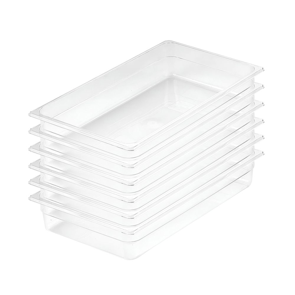 1-SOGA 100mm Clear Gastronorm GN Pan 1/1 Food Tray Storage Bundle of 6
