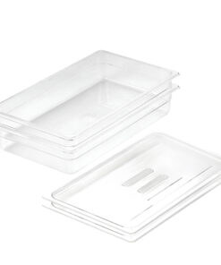 1-SOGA 100mm Clear Gastronorm GN Pan 1/1 Food Tray Storage Bundle of 2 with Lid
