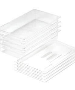1-SOGA 100mm Clear Gastronorm GN Pan 1/1 Food Tray Storage Bundle of 4 with Lid