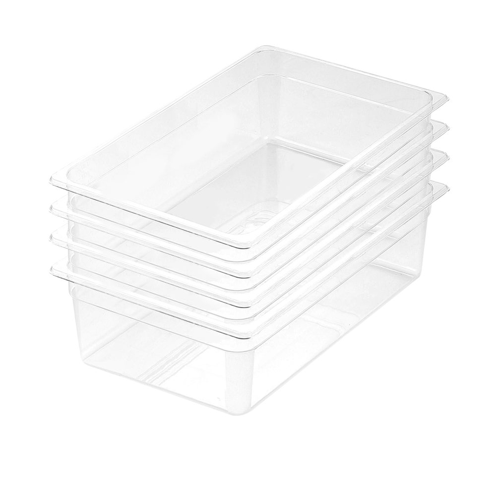 1-SOGA 150mm Clear Gastronorm GN Pan 1/1 Food Tray Storage Bundle of 4