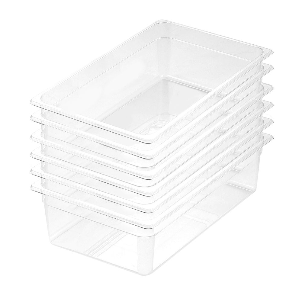 1-SOGA 150mm Clear Gastronorm GN Pan 1/1 Food Tray Storage Bundle of 6