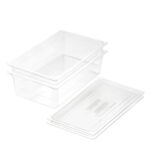 1-SOGA 150mm Clear Gastronorm GN Pan 1/1 Food Tray Storage Bundle of 2 with Lid