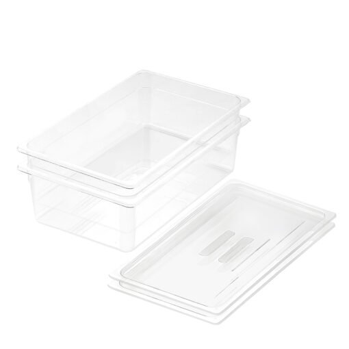 1-SOGA 150mm Clear Gastronorm GN Pan 1/1 Food Tray Storage Bundle of 2 with Lid