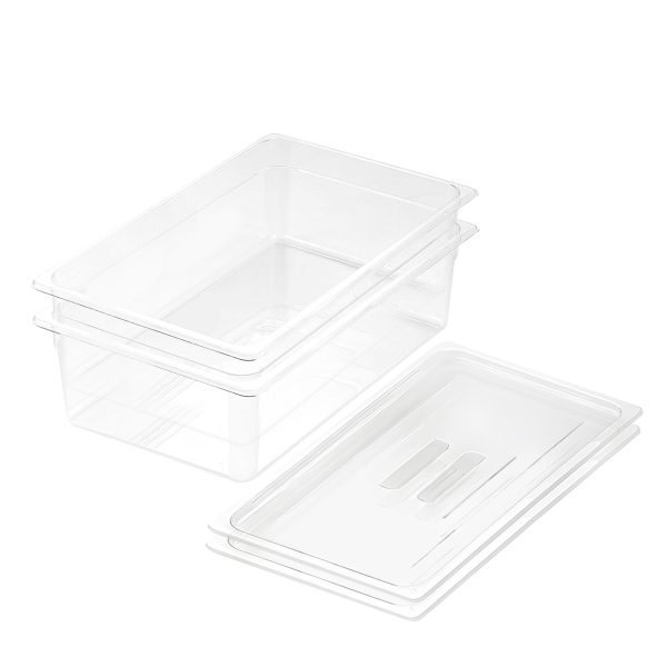 1-SOGA 150mm Clear Gastronorm GN Pan 1/1 Food Tray Storage Bundle of 2 with Lid
