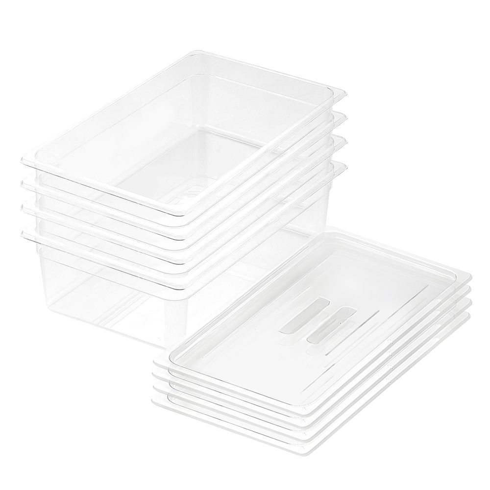 1-SOGA 150mm Clear Gastronorm GN Pan 1/1 Food Tray Storage Bundle of 4 with Lid