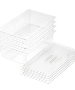 1-SOGA 150mm Clear Gastronorm GN Pan 1/1 Food Tray Storage Bundle of 4 with Lid