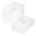 1-SOGA 150mm Clear Gastronorm GN Pan 1/1 Food Tray Storage Bundle of 6 with Lid