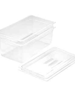 1-SOGA 200mm Clear Gastronorm GN Pan 1/1 Food Tray Storage Bundle of 2 with Lid