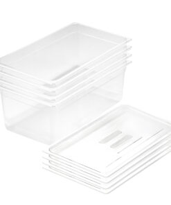 1-SOGA 200mm Clear Gastronorm GN Pan 1/1 Food Tray Storage Bundle of 4 with Lid